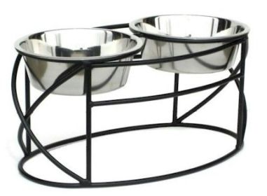 Oval Cross Double Raised Feeder (Option: Large  White)